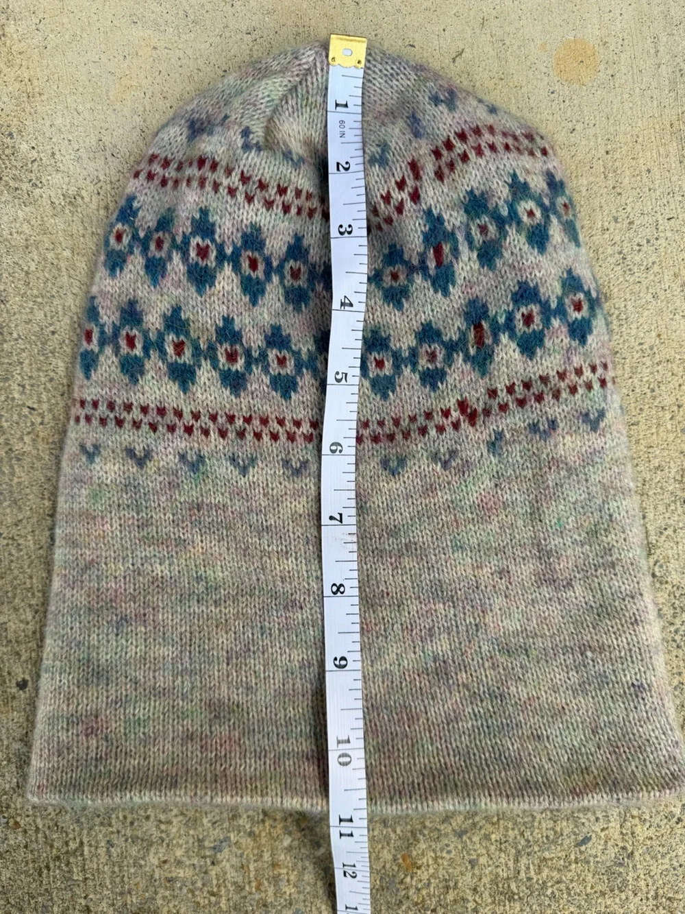 Cozy Fair Isle Patterned Women's Sweater - Light Heather with Blue Accents